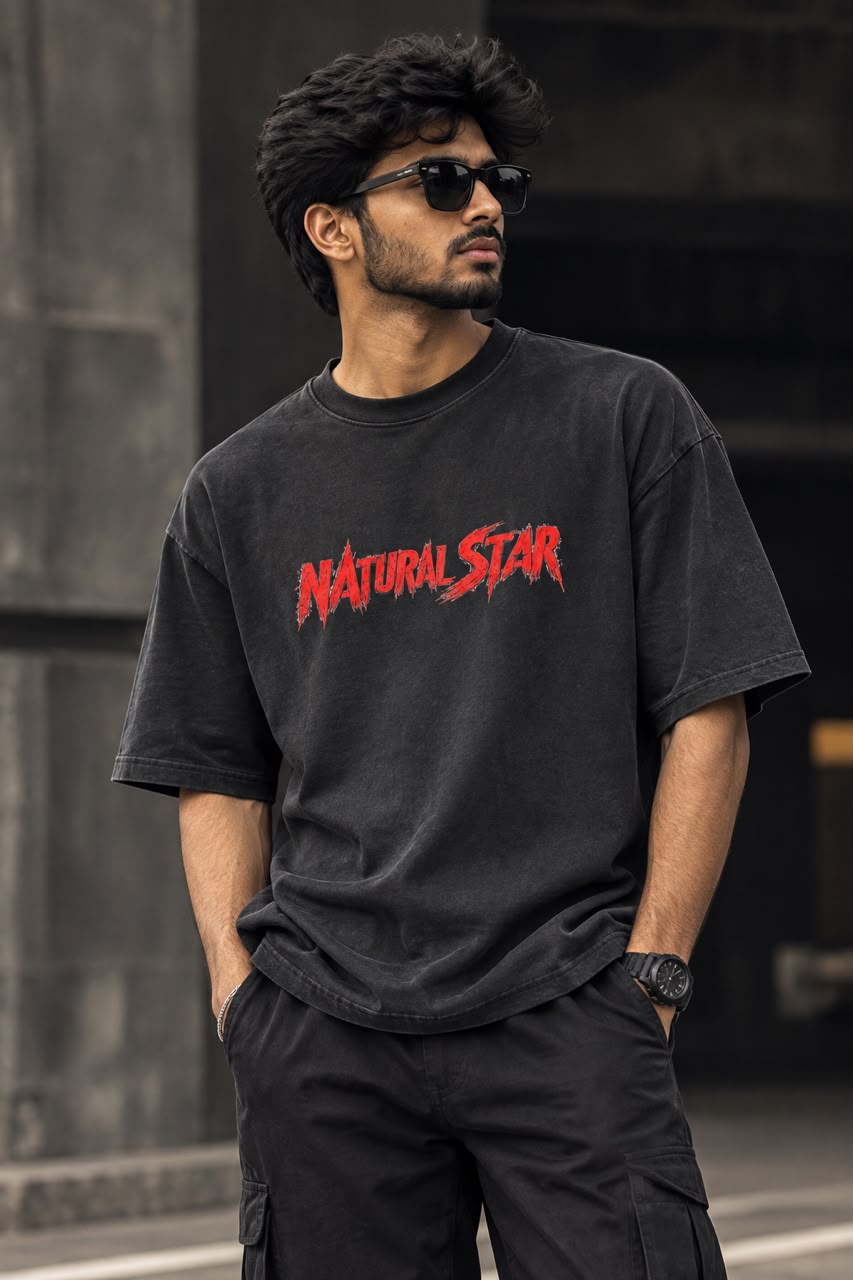 BLACK NATURAL STAR OVERSIZED